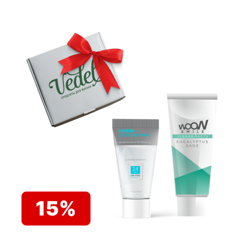 Акционный набор скидка 15 %  Крем-дезодорант 1 (шт.) + Woow Smile эвкалипт+шалфей 1 (шт.)  + подарочная коробка  в подарок