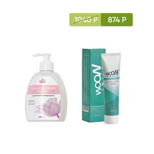 Акционный набор -16% Гель для интимной гигиены 1 (шт.) + Woow Smile эвкалипт+шалфей 1 (шт.)